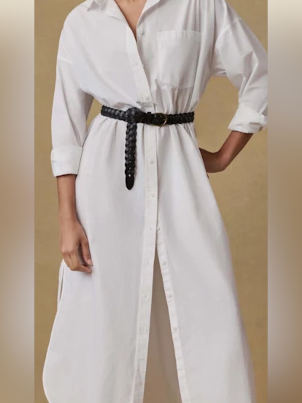 Faherty White Button-Up Shirt Dress medium NWT